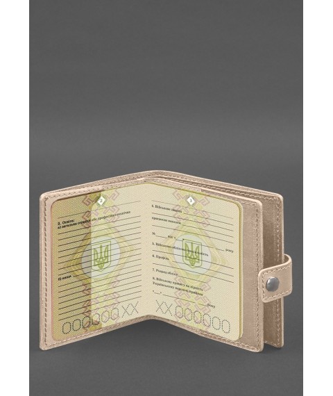 Leather wallet cover for a reserve officer's military ID (wide document) Light beige