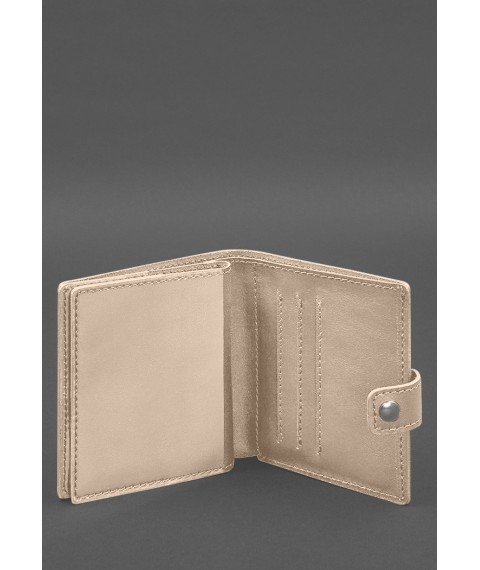 Leather wallet cover for a reserve officer's military ID (wide document) Light beige