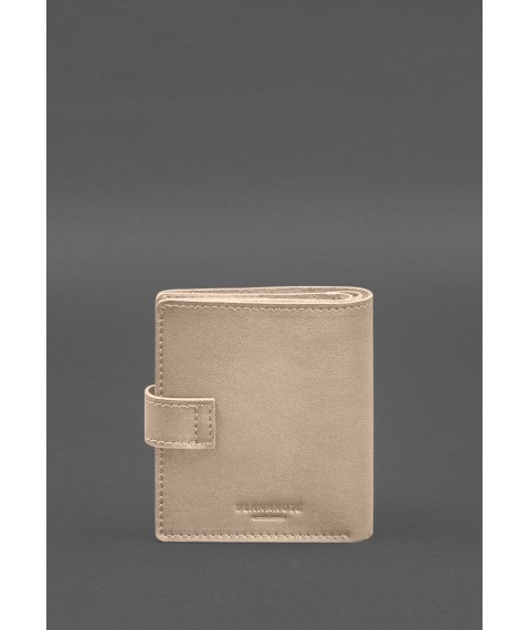 Leather wallet cover for a reserve officer's military ID (wide document) Light beige