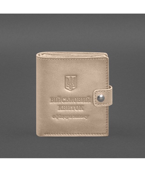 Leather wallet cover for a reserve officer's military ID (wide document) Light beige