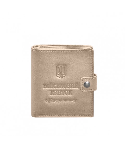 Leather wallet cover for a reserve officer's military ID (wide document) Light beige