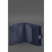 Шкіряна обкладинка-портмоне для військового квитка офіцера запасу (широкий документ) Синій