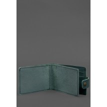 Кожаная обложка-портмоне для удостоверения участника боевых действий (УБД картонный документ) Зеленая