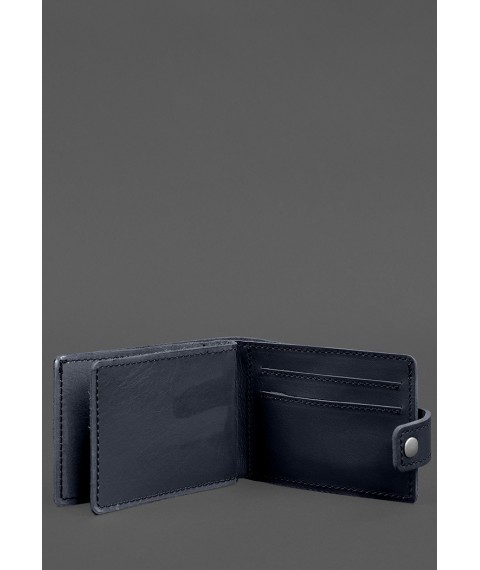 Leather wallet-cover for ID card of combat participant (UBD cardboard document) Dark blue