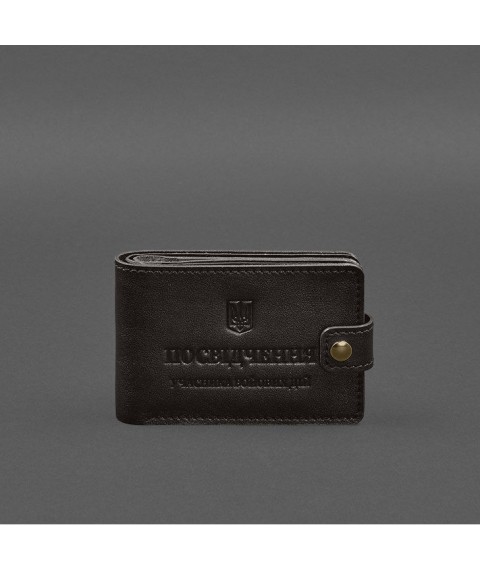 Leather wallet cover for ID card of combat participant (UBD) Dark brown