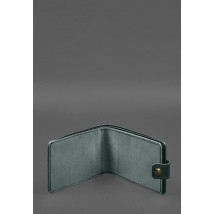 Шкіряна обкладинка- портмоне для посвідчення учасника бойових дій (УБД) Зелена
