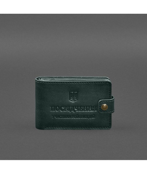 Leather wallet-cover for combat participant ID (UCD) Green