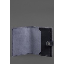 Leather passport wallet cover with the coat of arms of Ukraine 25.1 dark blue