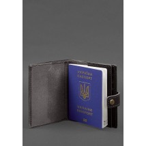 Шкіряна обкладинка-портмоне на паспорт з гербом України 25.0 темно-коричнева