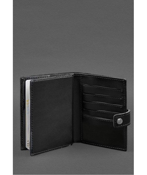 Leather passport wallet cover with the coat of arms of Ukraine 25.0 Black Crazy Horse