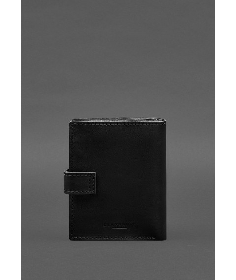 Leather passport wallet cover with the coat of arms of Ukraine 25.0 Black Crazy Horse