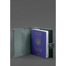 Leather passport wallet cover with the coat of arms of Ukraine 25.0 Green