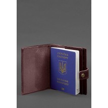 Кожаная обложка-портмоне на паспорт с гербом Украины 25.0 Бордовая