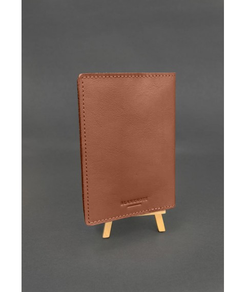 Leather cover for veterinary passport Light brown