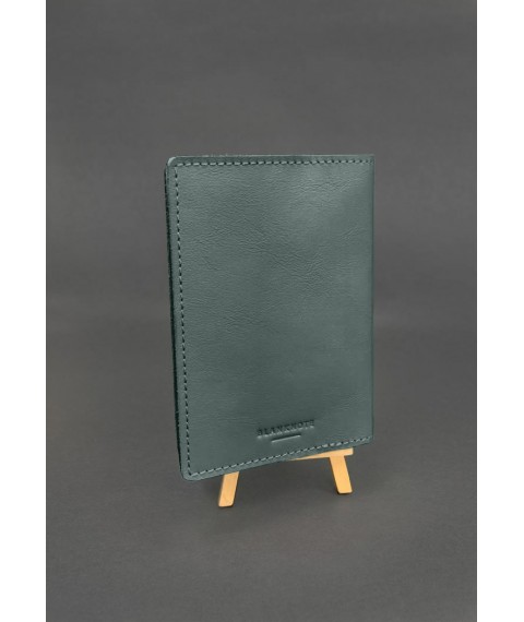 Leather cover for veterinary passport Green