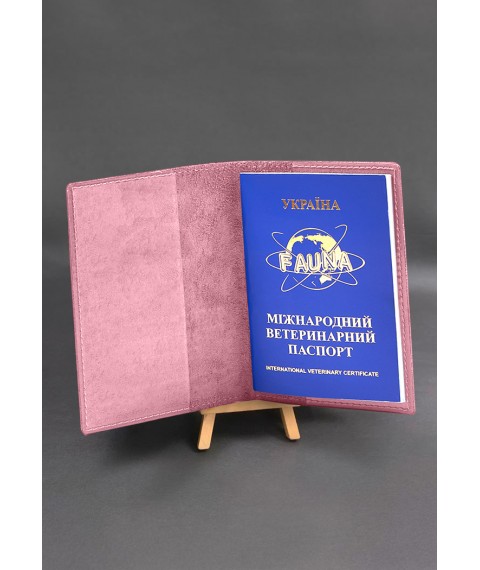 Leather cover for veterinary passport pink