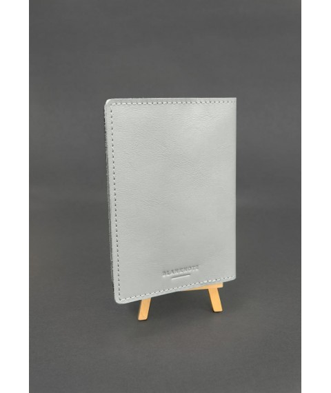 Leather cover for veterinary passport, gray