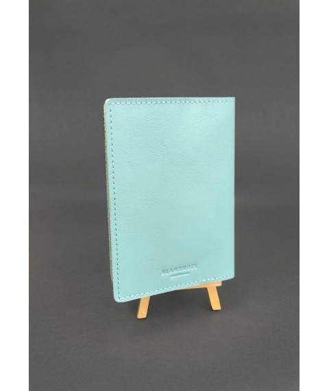 Leather cover for veterinary passport, turquoise