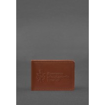 Шкіряна обкладинка для посвідчення державної митної служби (ДМС) Світло-коричнева