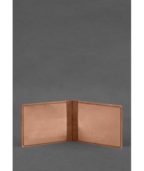 Leather cover for military service veteran's ID card, light brown