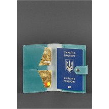 Кожаная обложка для паспорта 3.0 бирюзовая