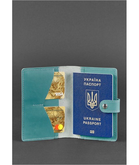 Leather passport cover 3.0 turquoise