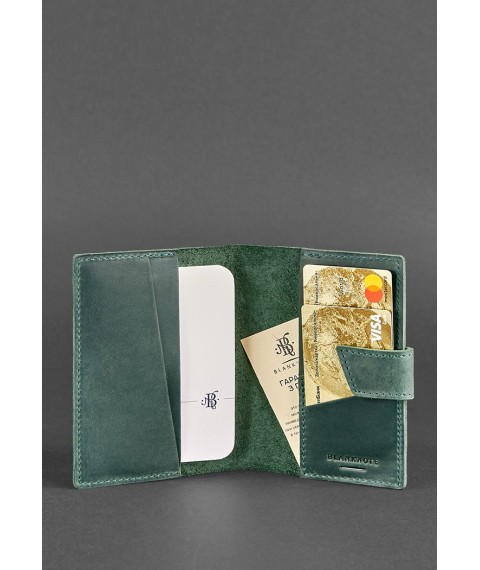 Leather passport cover 4.0 green Crazy Horse