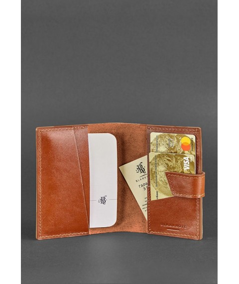 Кожаная обложка для паспорта 4.0 светло-коричневая