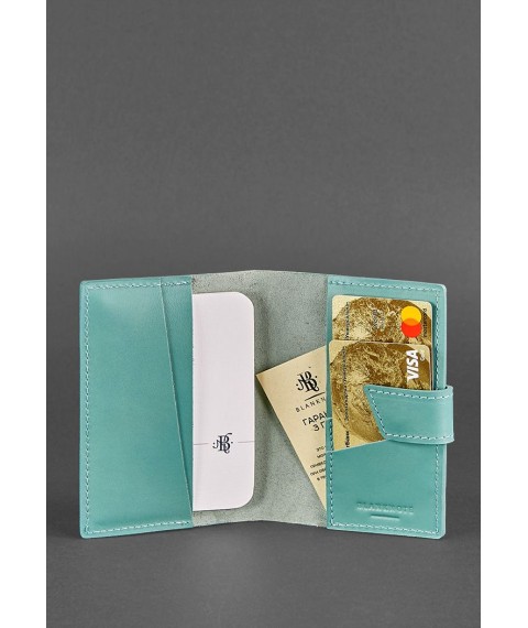 Leather passport cover 4.0 turquoise