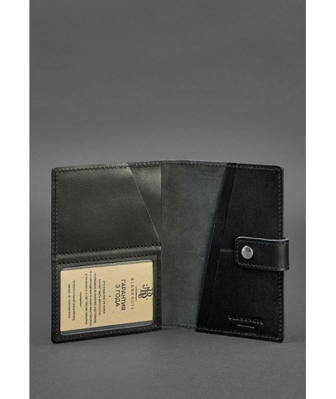Leather passport cover 5.0 (with window) black