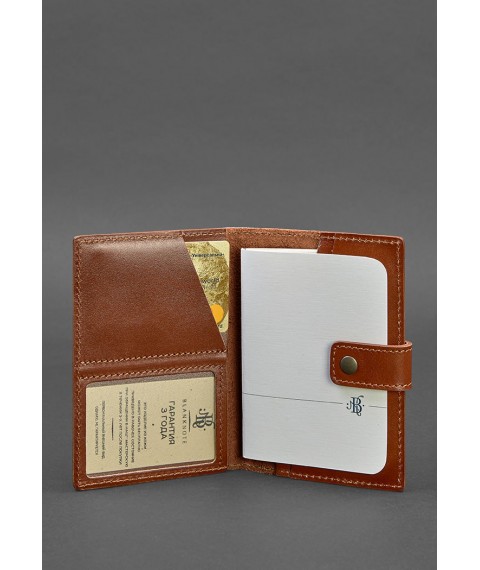 Шкіряна обкладинка для паспорта 5.0 (з віконцем) світло-коричнева