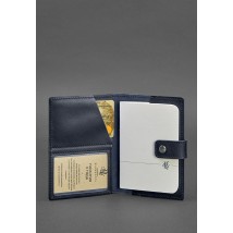 Шкіряна обкладинка для паспорта 5.0 (з віконцем) темно-синя Краст
