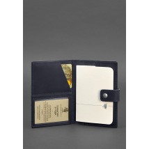 Шкіряна обкладинка для паспорта 5.0 (з віконцем) темно-синя Crazy Horse