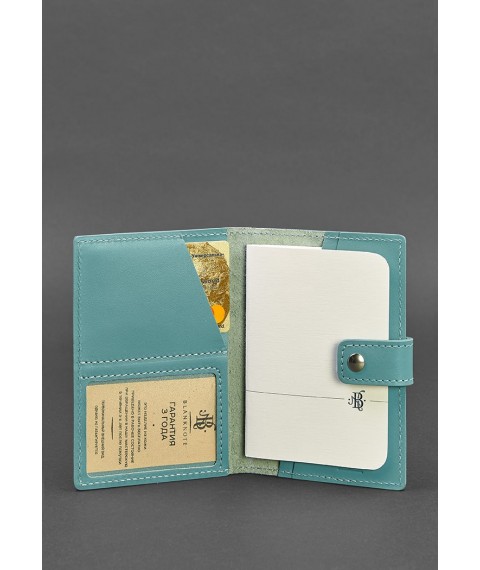 Leather passport cover 5.0 (with window) turquoise