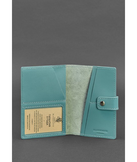 Leather passport cover 5.0 (with window) turquoise
