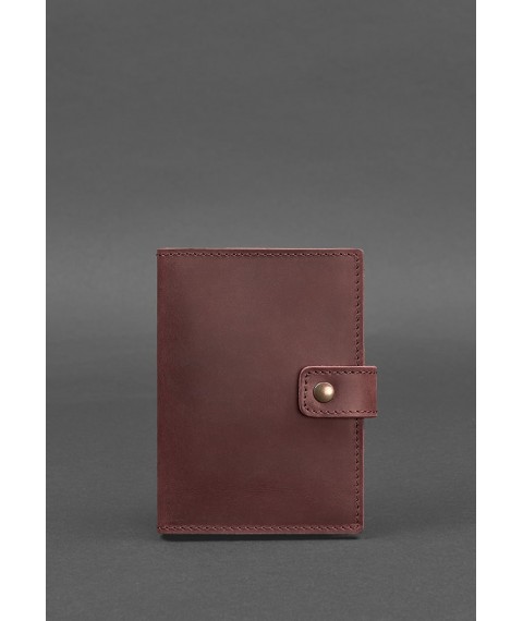 Leather passport cover 5.0 (with window) burgundy Crazy Horse