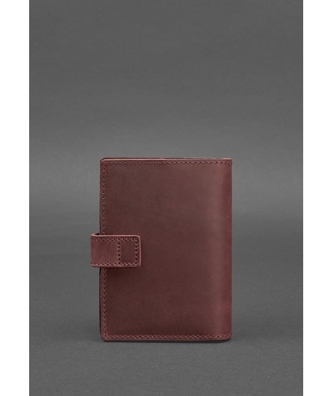 Leather passport cover 5.0 (with window) burgundy Crazy Horse