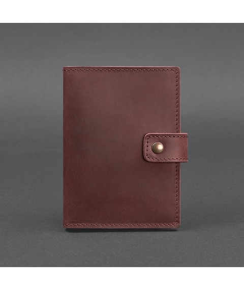 Leather passport cover 5.0 (with window) burgundy Crazy Horse