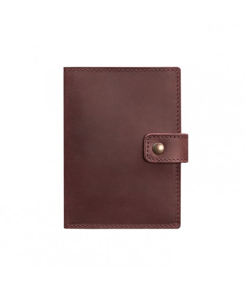 Leather passport cover 5.0 (with window) burgundy Crazy Horse