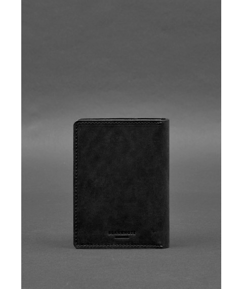 Leather document organizer cover 6.1 black Crazy Horse