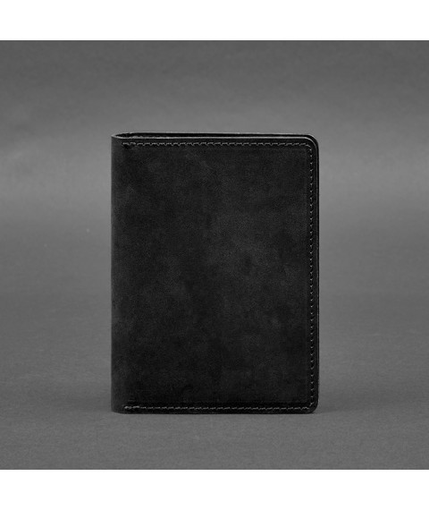 Leather document organizer cover 6.1 black Crazy Horse