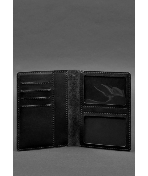 Leather document organizer cover 6.1 black crust