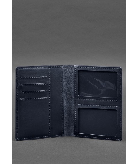 Leather document organizer cover 6.1 dark blue crust