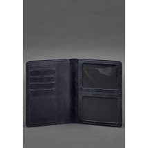 Leather document organizer cover 6.1 blue Crazy Horse