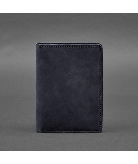 Leather document organizer cover 6.1 blue Crazy Horse