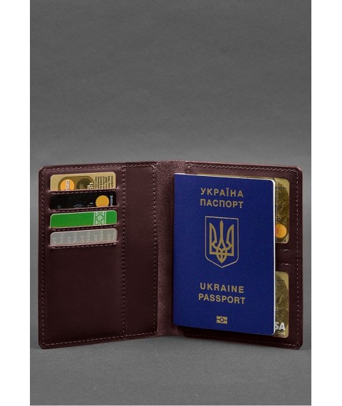 Шкіряна обкладинка-органайзер для документів 6.1 бордовий краст