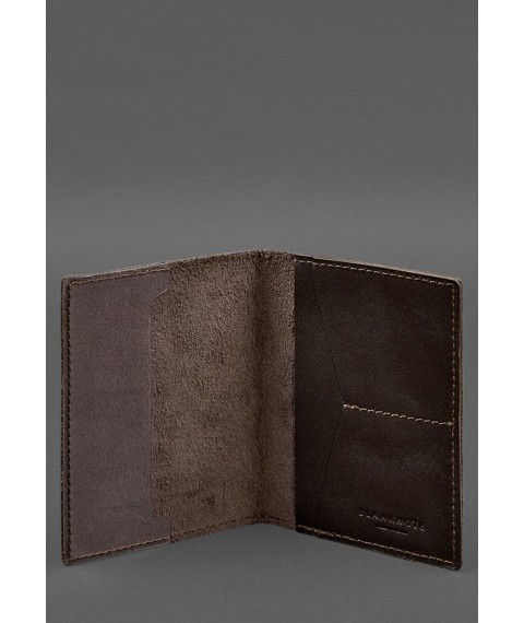 Leather cover for military ID with pockets 7.2 dark brown