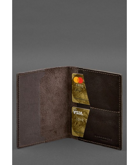 Leather cover for military ID with pockets 7.2 dark brown