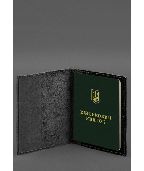 Шкіряна обкладинка для військового квитка з кишенями 7.2 чоний краст