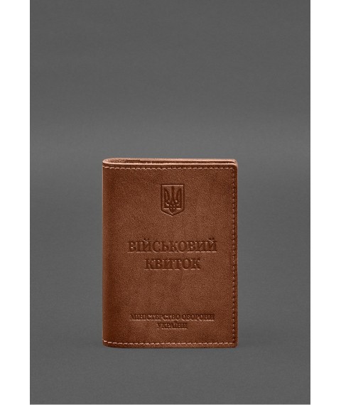 Leather cover for military ID with pockets 7.2 light brown crust